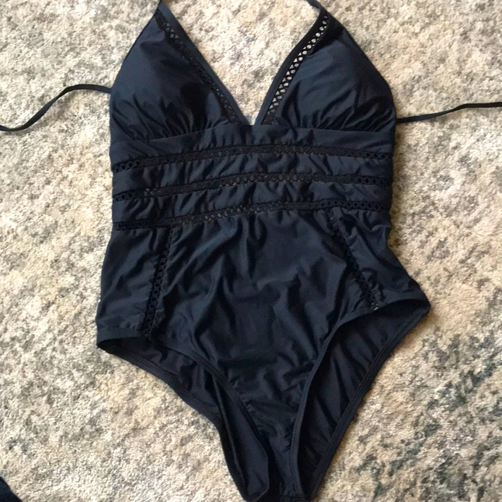 Black one piece bathing suit, no tags size 6